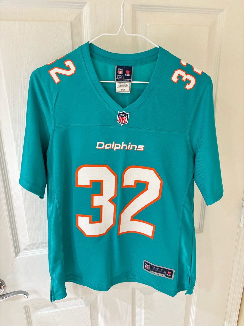 NFL Dolphins #32 Jersey - Teal and White with Orange Accents